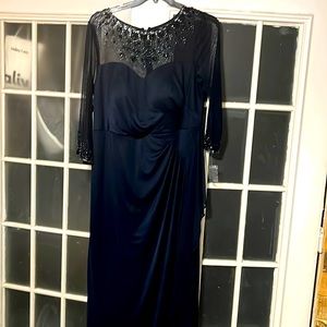 Full length sapphire blue and sequin gown